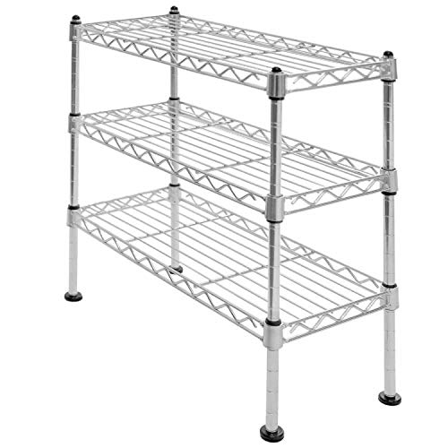 Seville Classics Compact Mini Desktop Metal Steel Wire Shelf Organizer Unit Shelving for Cabinets, Bath, Kitchen, Countertop, 3-Tier, 17. 5" W x 7. 5" D, UltraZinc