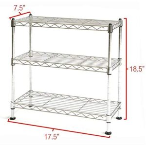 Seville Classics Compact Mini Desktop Metal Steel Wire Shelf Organizer Unit Shelving for Cabinets, Bath, Kitchen, Countertop, 3-Tier, 17. 5" W x 7. 5" D, UltraZinc