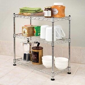 Seville Classics Compact Mini Desktop Metal Steel Wire Shelf Organizer Unit Shelving for Cabinets, Bath, Kitchen, Countertop, 3-Tier, 17. 5" W x 7. 5" D, UltraZinc