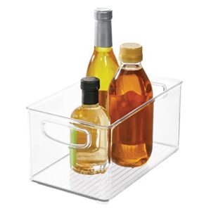 idesign plastic fridge and freezer organizer bin with integrated handles – 10” x 5” x 6”, clear