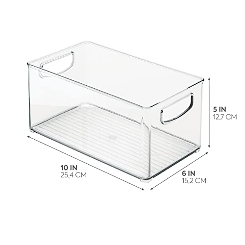 iDesign Plastic Fridge and Freezer Organizer Bin with Integrated Handles – 10” x 5” x 6”, Clear