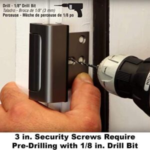 Defender Security U 10827 Door Reinforcement Lock – Add Extra, High Security to your Home and Prevent Unauthorized Entry – 3 In. Stop, Aluminum Construction, Satin Nickel (Single Pack)