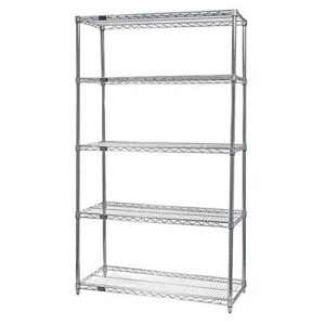 quantum storage systems wr74-1830c-5 wire shelving starter kit, 30" w x 18" d x 74" h, 600 lbs capacity, carbon steel, chrome, nsf