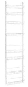 closetmaid adjustable organizer rack with baskets wall or over door mount, for kitchen, pantry, utility room, closet, 18 in. w, white finish, inch