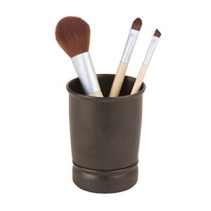 idesign york metal tumbler, makeup brush toothbrush holder for bathroom, countertop, desk, dorm, college, and vanity, 3.25" x 3.25" x 4.25", bronze
