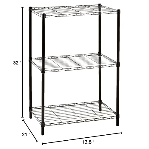 Home Basics Wire Shelving Storage Unit (3 Tier, Black)