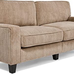 Serta Palisades Upholstered Sofas for Living Room Modern Design Couch, Straight Arms, Soft Fabric Upholstery, Tool-Free Assembly, 73" Sofa, Beige