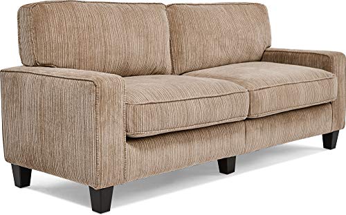 Serta Palisades Upholstered Sofas for Living Room Modern Design Couch, Straight Arms, Soft Fabric Upholstery, Tool-Free Assembly, 73" Sofa, Beige