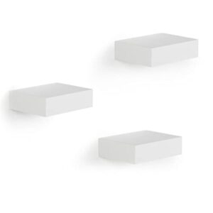 umbra 325560-660 showcase floating shelves (set of 3), gallery style display for small objects and more, white