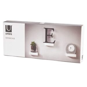 Umbra 325560-660 Showcase Floating Shelves (Set of 3), Gallery Style Display for Small Objects and More, White