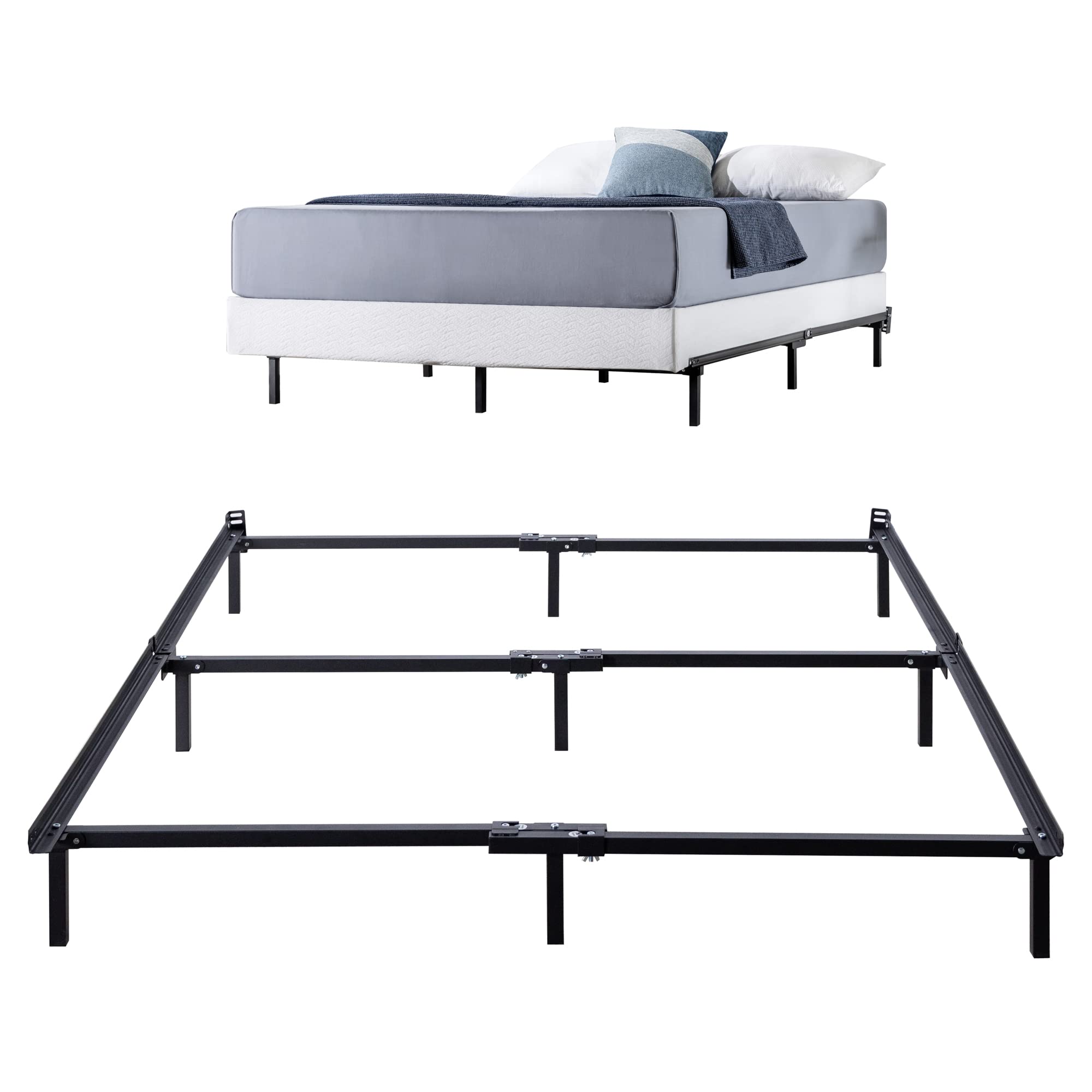 ZINUS Compack Metal 7 Inch Support Bed Frame for Box Spring and Mattress Set, Black, King