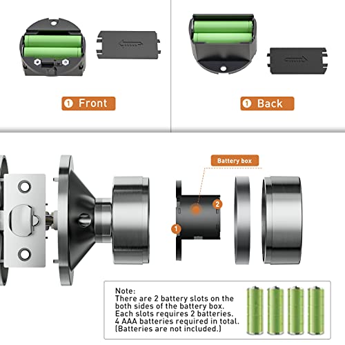 Signstek Keyless Entry Door Lock,Door Knob with Keypad，Smart Code Door Lock,Mute Mode,Passage Function, Easy to Install,Satin Nickel