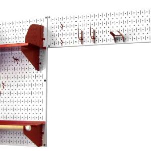 Wall Control Pegboard Garden Supplies Storage and Organization Garden Tool Organizer Kit with White Pegboard and Red Accessories
