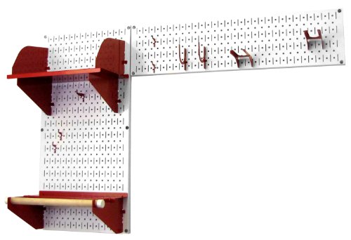 Wall Control Pegboard Garden Supplies Storage and Organization Garden Tool Organizer Kit with White Pegboard and Red Accessories