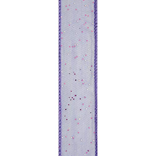 Offray, Grape Wired Edge Cosmic Glitz Craft Ribbon, 1 1/2-Inch x 9-Feet, 1 Count (Pack of 1)