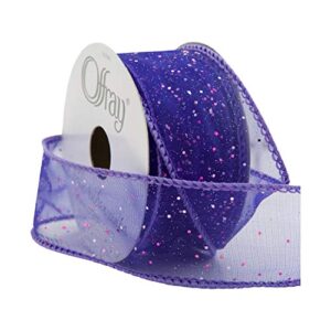 Offray, Grape Wired Edge Cosmic Glitz Craft Ribbon, 1 1/2-Inch x 9-Feet, 1 Count (Pack of 1)