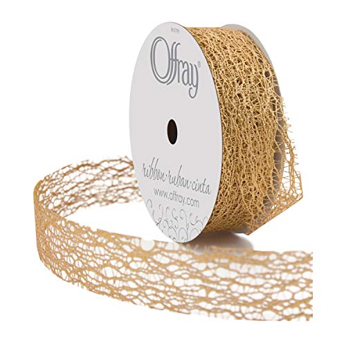 Offray Gold Metallic Web Craft Ribbon, 7/8-Inch x 9-Feet