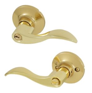 honeywell safes & door locks 8106001 honeywell locking door lever, polished brass
