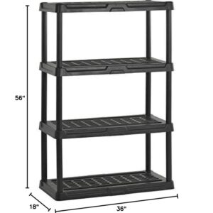 Sandusky Lee PS361856-4B Plastic Shelving, 36" Width x 56" Height x 18" Depth, Black