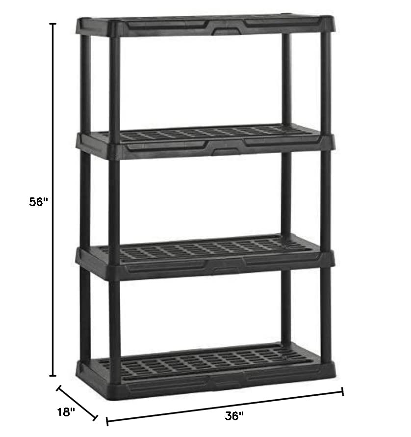 Sandusky Lee PS361856-4B Plastic Shelving, 36" Width x 56" Height x 18" Depth, Black