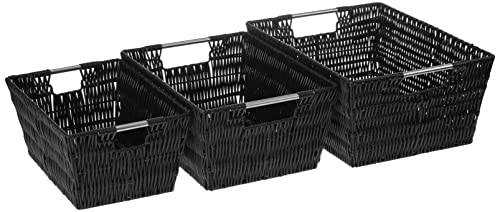 Whitmor Rattique Storage Baskets - Black - (3 Piece Set)