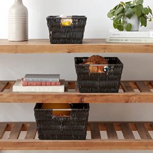 Whitmor Rattique Storage Baskets - Black - (3 Piece Set)