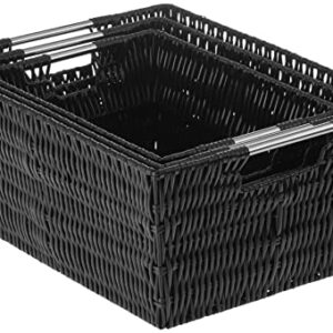 Whitmor Rattique Storage Baskets - Black - (3 Piece Set)