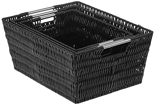 Whitmor Rattique Storage Baskets - Black - (3 Piece Set)