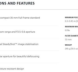 Sony 28-70mm F3.5-5.6 FE OSS Interchangeable Standard Zoom Lens