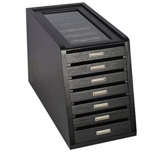 displaygifts knife storage glass top display case holder tool storage cabinet with felt bottom drawers black