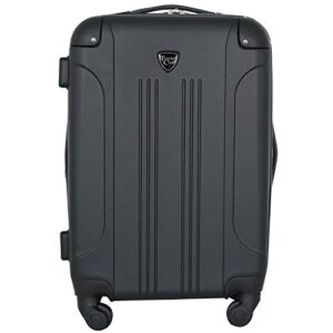 travelers club chicago hardside expandable spinner luggages, black, 20" carry-on