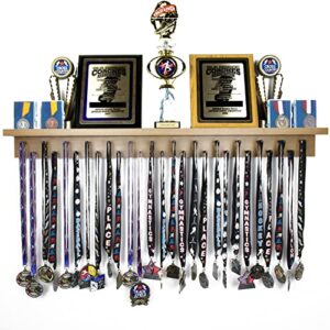 3ft medal awards rack premier trophy shelf- trophy, plaque and medal display (stained walnut)