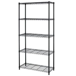 bestoffice 5-shelf home-style black steel wire shelving 36 by 14 by 72-inch storage rack 5