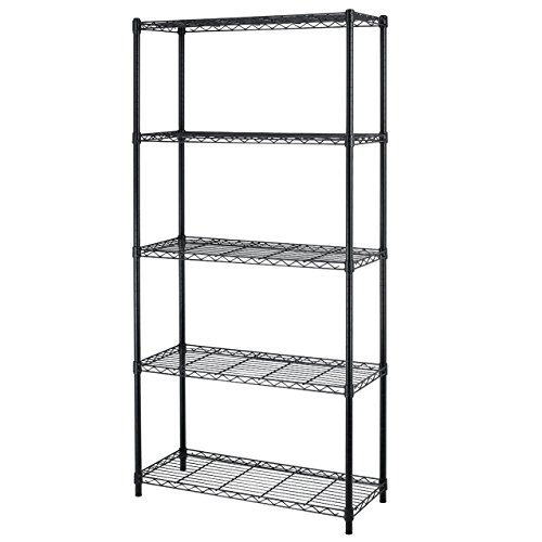 BestOffice 5-Shelf Home-Style Black Steel Wire Shelving 36 by 14 by 72-inch Storage Rack 5