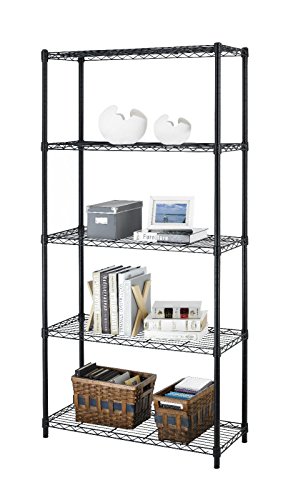 BestOffice 5-Shelf Home-Style Black Steel Wire Shelving 36 by 14 by 72-inch Storage Rack 5