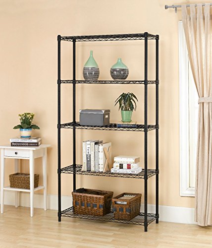 BestOffice 5-Shelf Home-Style Black Steel Wire Shelving 36 by 14 by 72-inch Storage Rack 5