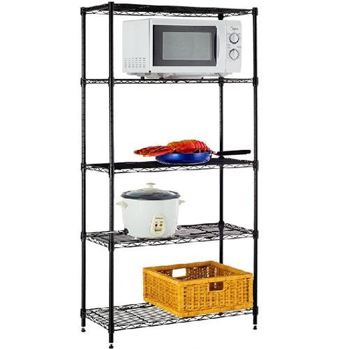 BestOffice 5-Shelf Home-Style Black Steel Wire Shelving 36 by 14 by 72-inch Storage Rack 5