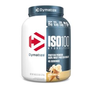 Dymatize ISO 100 Whey Protein Powder with 25g of Hydrolyzed 100% Whey Isolate, Gluten Free, Fast Digesting, Gourmet, 3 Pound, Vanilla, 3 Pound , 48 Oz