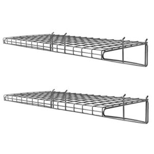 proslat 13018 12-inch x 24-inch ventilated metal shelf designed for proslat pvc slatwall, 2-pack, silver