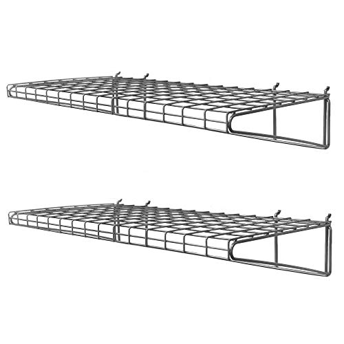 PROSLAT 13018 12-Inch x 24-Inch Ventilated Metal Shelf Designed for Proslat PVC Slatwall, 2-Pack, Silver