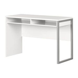 interface desk – sleek metal finish – open storage for laptop and tablet – pure white - by south shore
