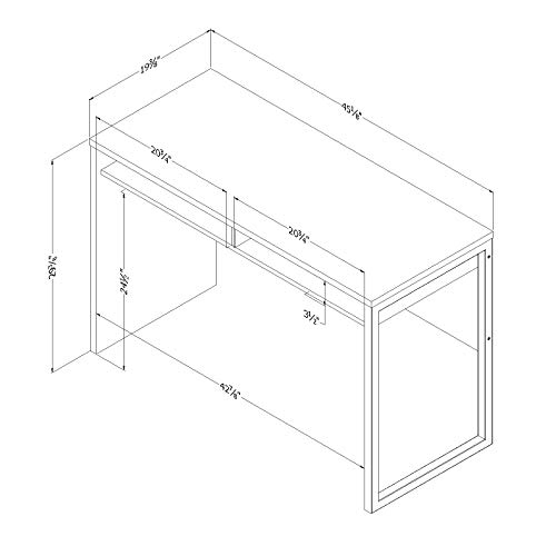 Interface Desk – Sleek Metal Finish – Open Storage for Laptop and Tablet – Pure White - by South Shore