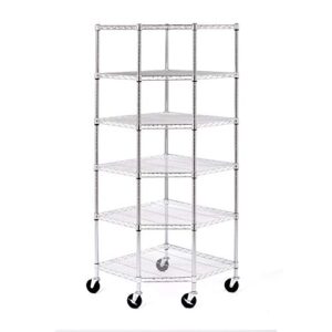 seville classics ultradurable commercial-grade 6-tier nsf-certified corner steel wire shelving with wheels, 28" w x 28" d x 72" h