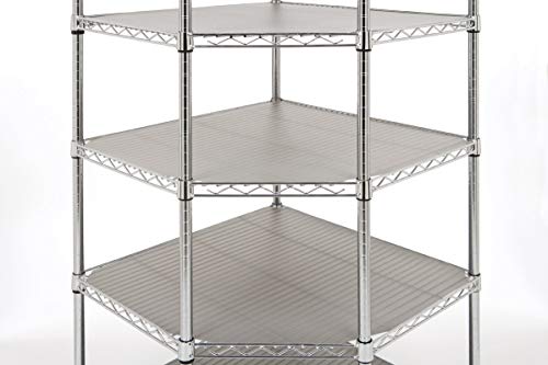 Seville Classics UltraDurable Commercial-Grade 6-Tier NSF-Certified Corner Steel Wire Shelving with Wheels, 28" W x 28" D x 72" H