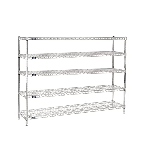 Nexel - 24" x 72" x 86", 5 Tier, NSF Listed Adjustable Wire Shelving, Unit Commercial Storage Rack, Chrome, Leveling feet