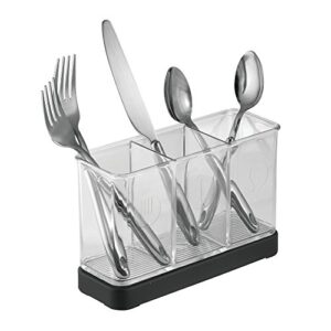 iDesign Forma Decorative Countertop Flatware Organizer - 7.4" x 2.6" x 4.75", Matte Black/Clear