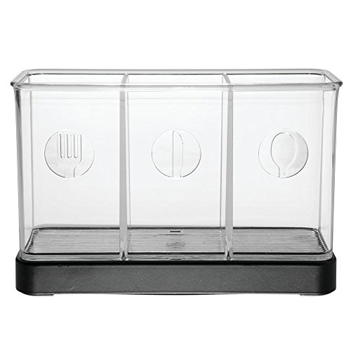 iDesign Forma Decorative Countertop Flatware Organizer - 7.4" x 2.6" x 4.75", Matte Black/Clear