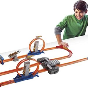 Hot Wheels Track Builder Total Turbo Takeover Track Set, Motorized Playset with Loops & Stunts, Includes 1 Hot Wheels Die-Cast Car, Toy for Kids 6 to 12 Years Old [Amazon Exclusive]