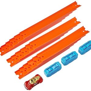 Hot Wheels Track Builder Straight Track Set, 37 Component Parts & 1:64 Scale Toy Car