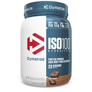 Dymatize ISO 100 Whey Protein Powder with 25g of Hydrolyzed, Fudge Brownie 1.6 Pound 25.6 Ounce